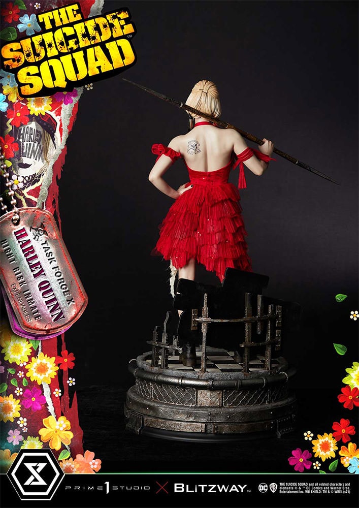 strapless open back dress The Suicide Squad 2 Harley Quinn Blue Red Cosplay Wig