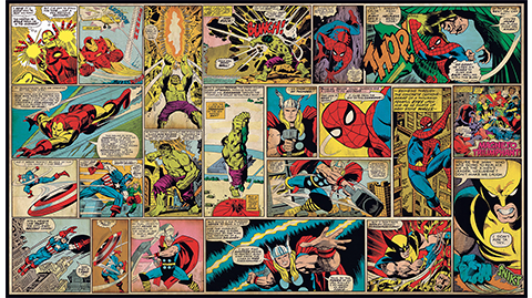 Marvel Classics Comic Panel Wallpaper Mural