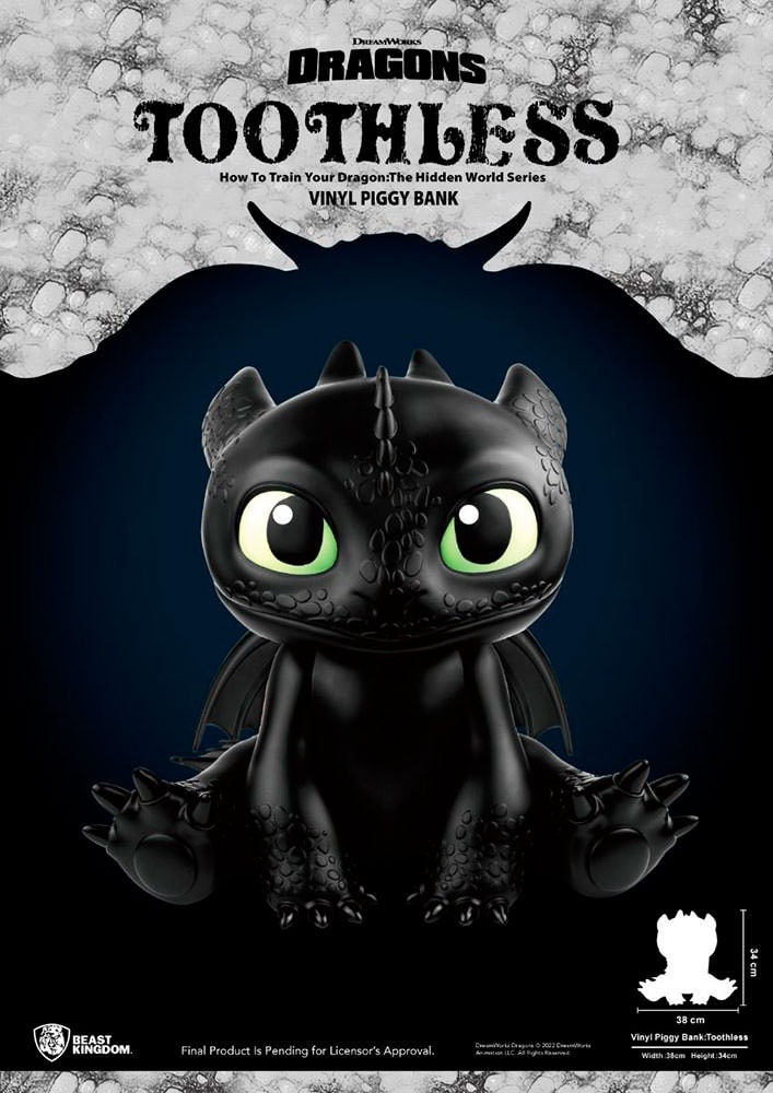 Toothless Vinyl Piggy Bank (Prototype Shown) View 1
