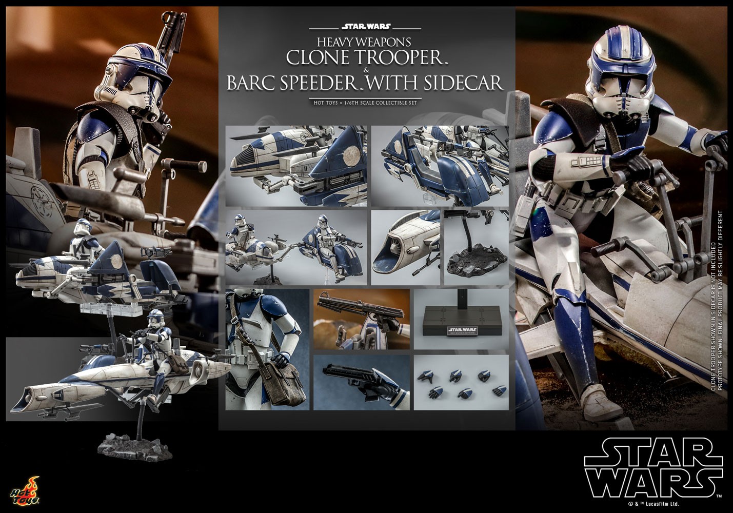 Heavy Weapons Clone Trooper and BARC Speeder with Sidecar