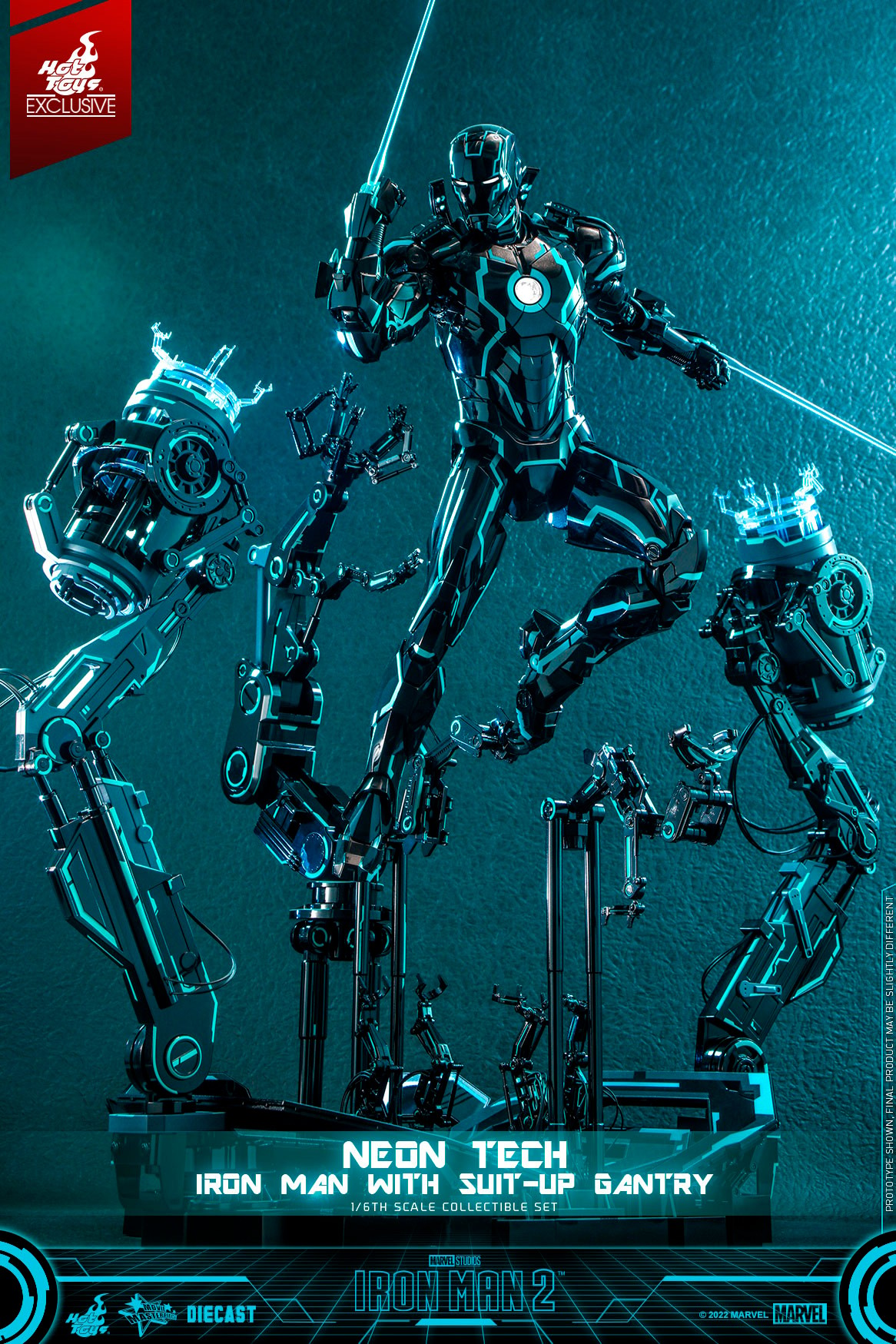Neon Tech Iron Man with Suit-Up Gantry