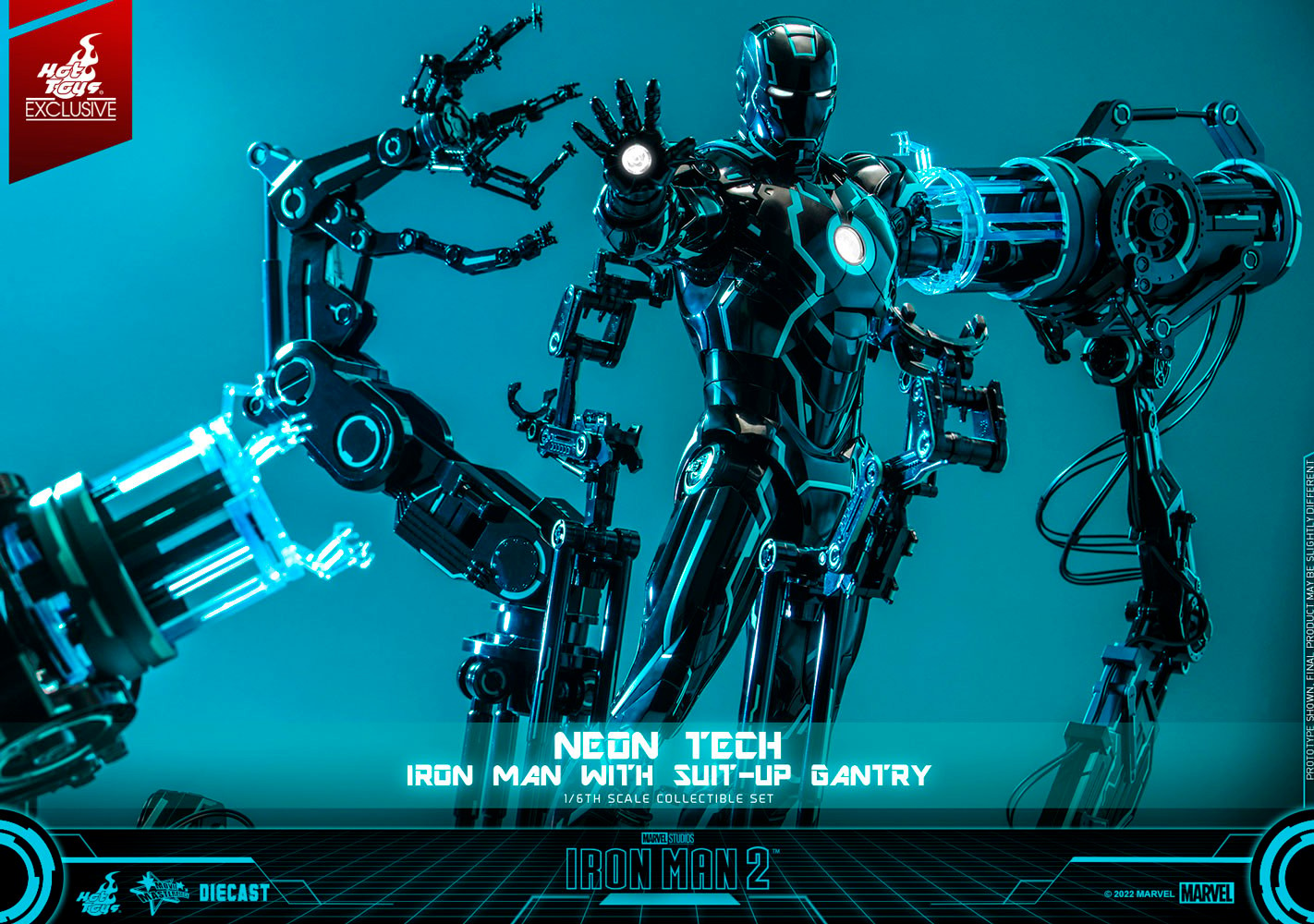 Neon Tech Iron Man with Suit-Up Gantry (Prototype Shown) View 12