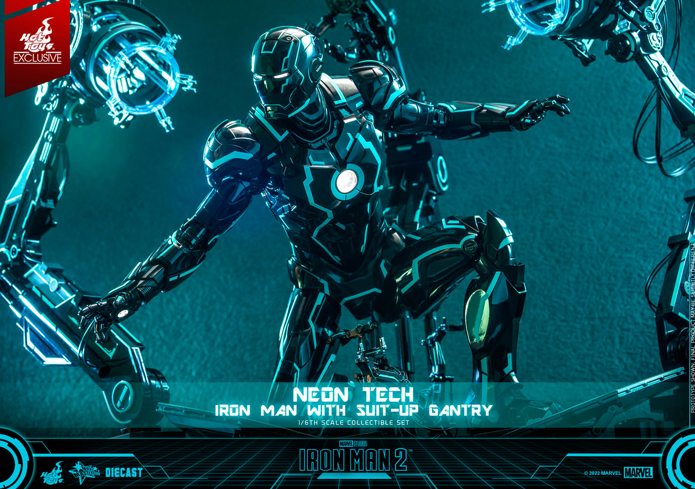 Neon Tech Iron Man with Suit-Up Gantry