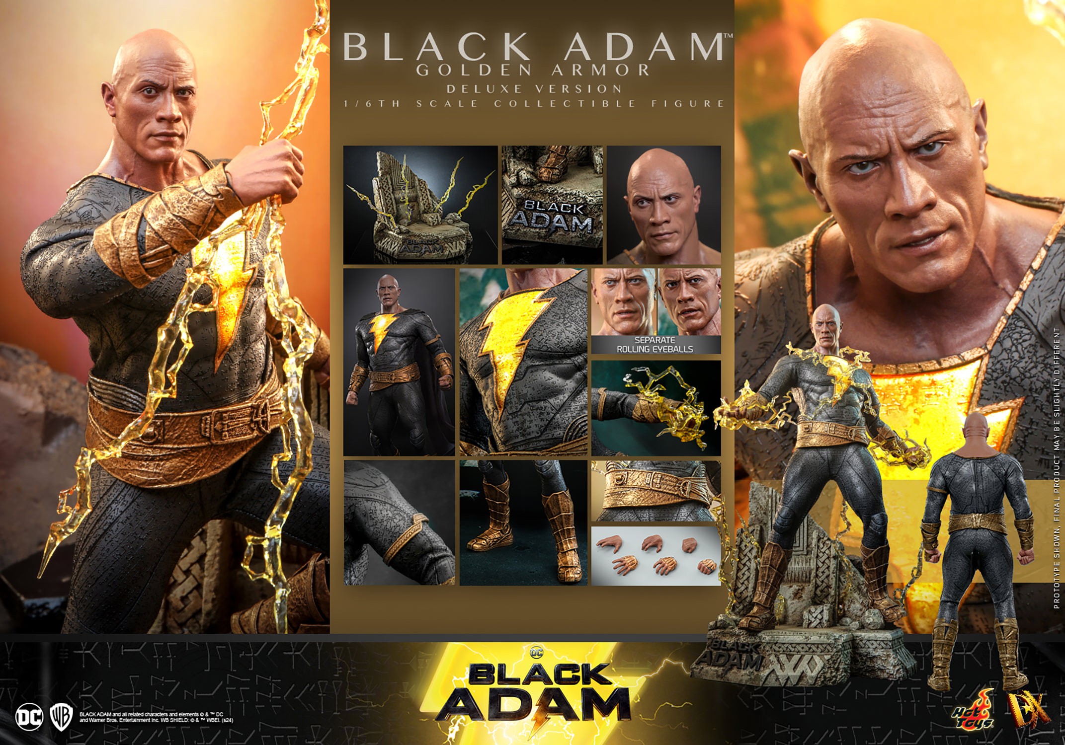 DC Comics Black Adam (Golden Armor) (Deluxe Version) Sixth Scale Figure  (Prototype Shown) View 17