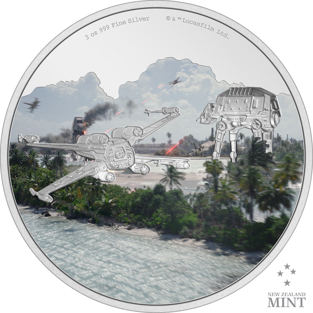 Battle Scenes Scarif 3oz Silver Coin (Prototype Shown) View 1