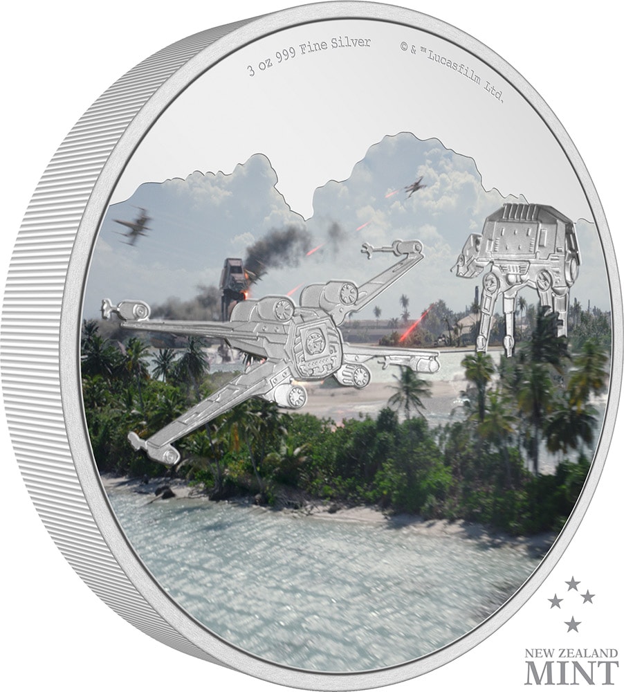 Battle Scenes Scarif 3oz Silver Coin (Prototype Shown) View 2