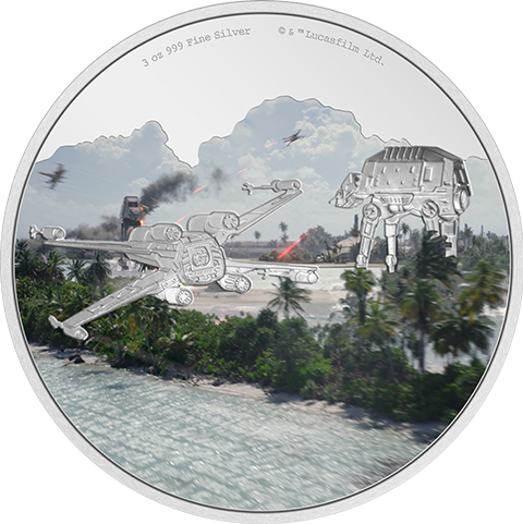 Battle Scenes Scarif 3oz Silver Coin (Prototype Shown) View 6
