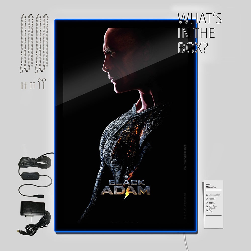 Black Adam (2022) - LED Dwayne Johnson Portrait Poster #2 (Large)- Prototype Shown