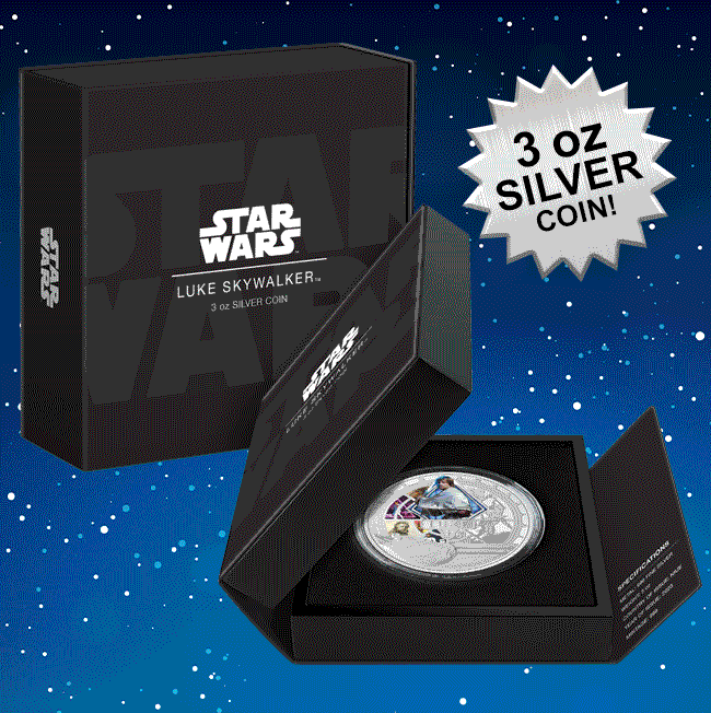 Luke Skywalker™ 3oz Silver Coin (Prototype Shown) View 1