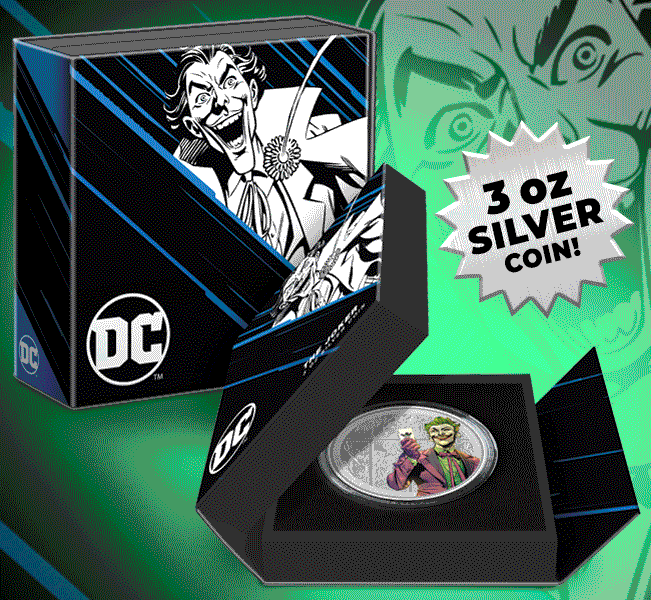 The Joker 3oz Silver Coin (Prototype Shown) View 1