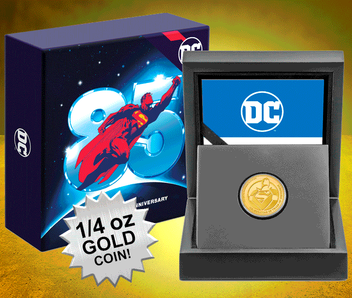 Superman 85th Anniversary ¼oz Gold Coin (Prototype Shown) View 1