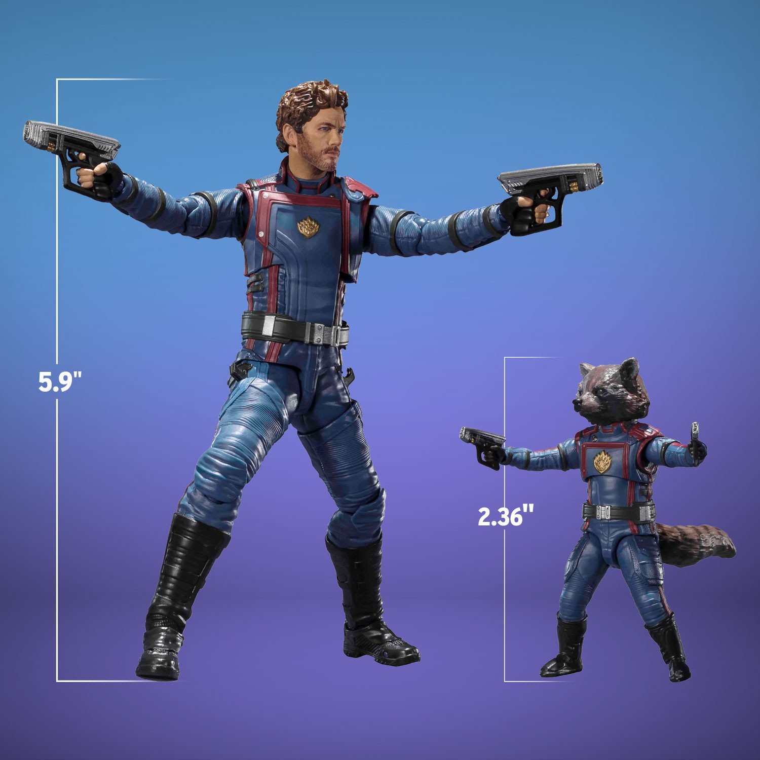 Bandai S.H. Figuarts Star-Lord & Rocket Raccoon | Action Figure Guardiani Della Galassia 3, 15 Cm