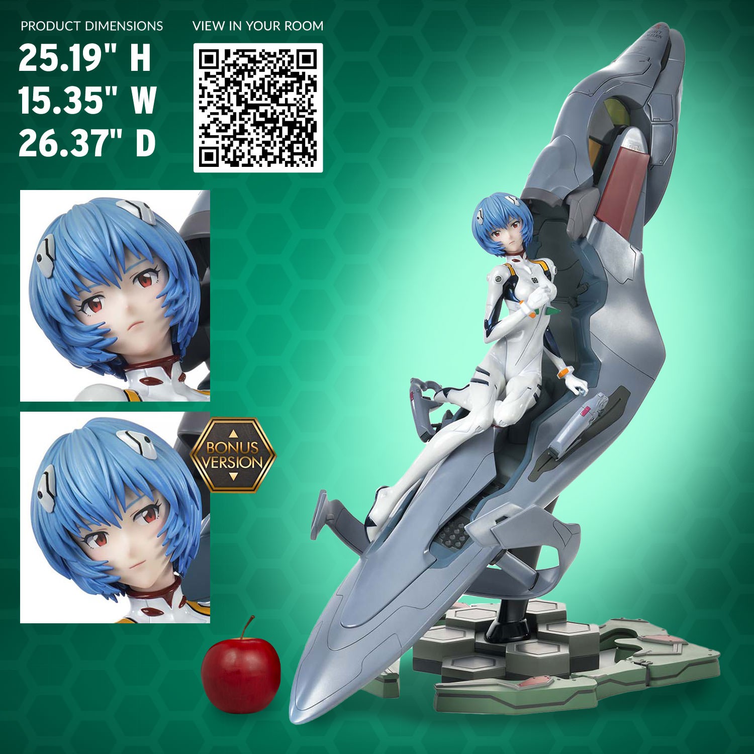 Evangelion Rei Ayanami (Bonus Version) Quarter Scale Statue  (Prototype Shown) View 2