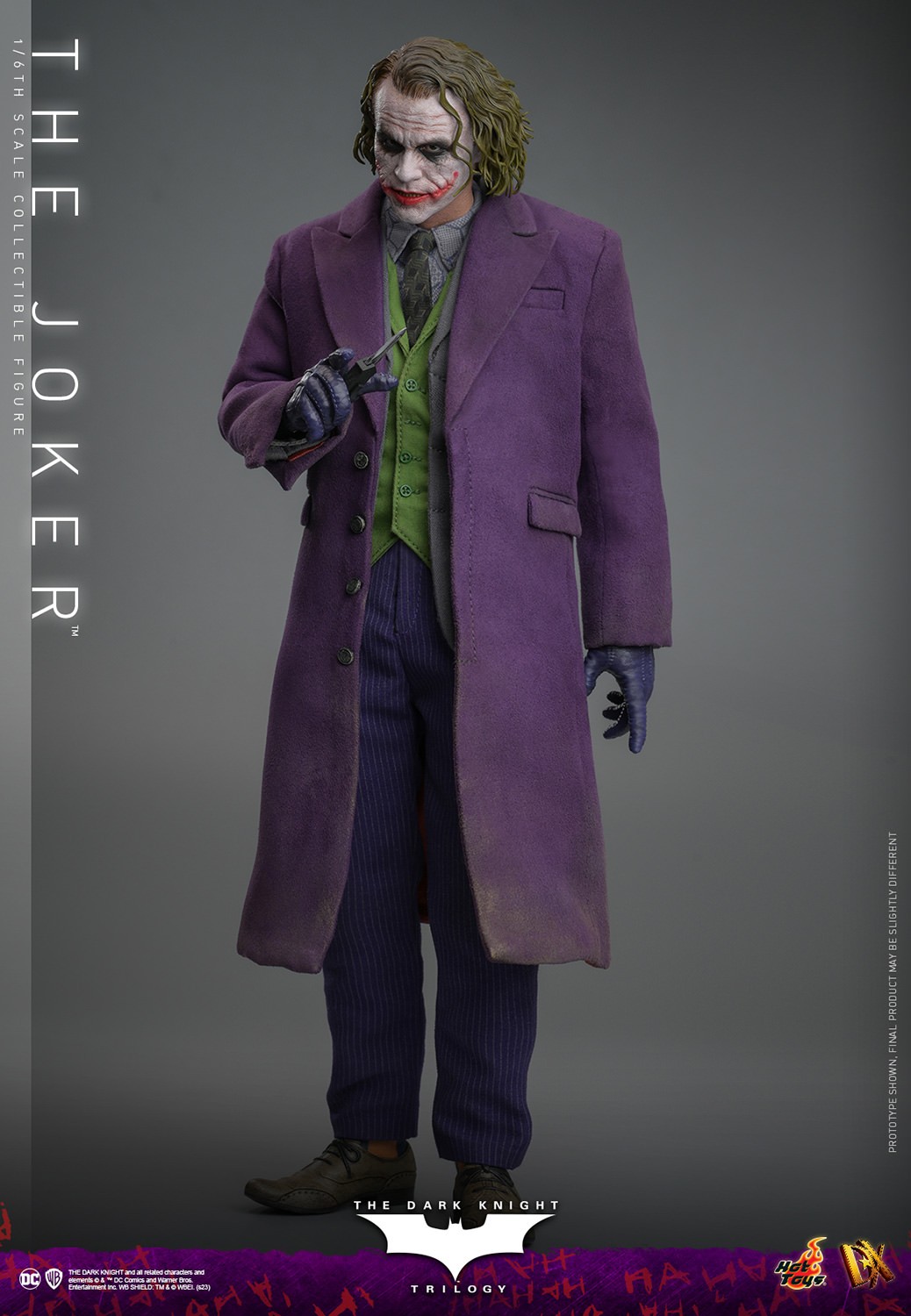 Full body shot of The Joker (Collector Edition) with hand slightly raised and pointing forward, left hand down, head tilted down with eyes forward. (Prototype Shown) View 8