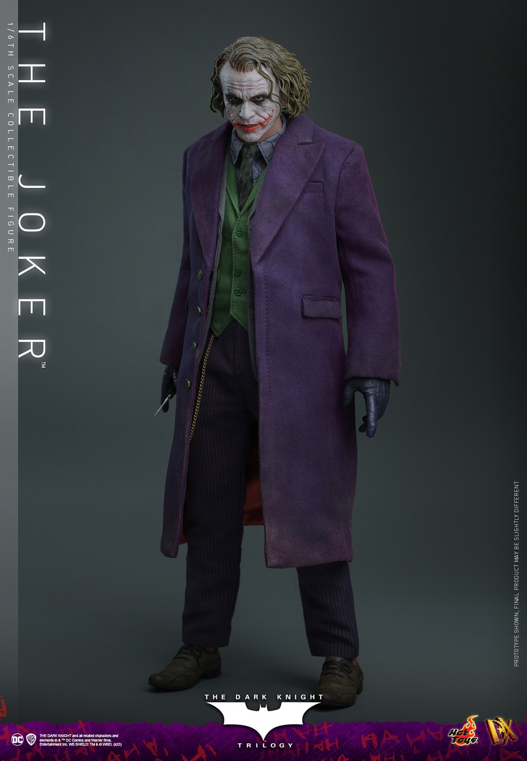 Full body shot of The Joker (Collector Edition) standing with right leg back, holding a knife in his right hand, head slightly down, eyes up. (Prototype Shown) View 9