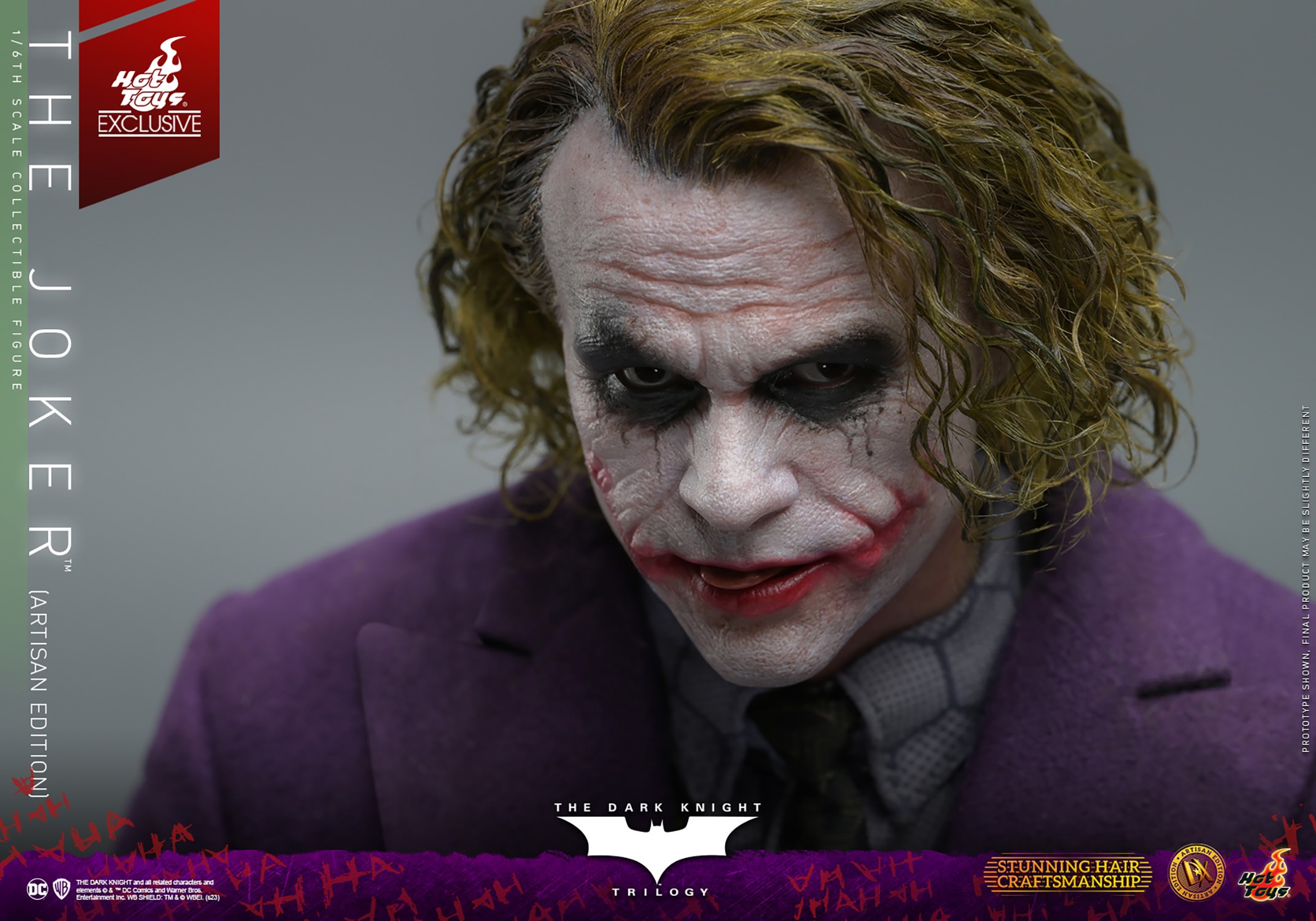 Face portrait of The Joker (Artisan Edition) with his head slightly down, eyes looking up and forward. Collector Edition (Prototype Shown) View 20