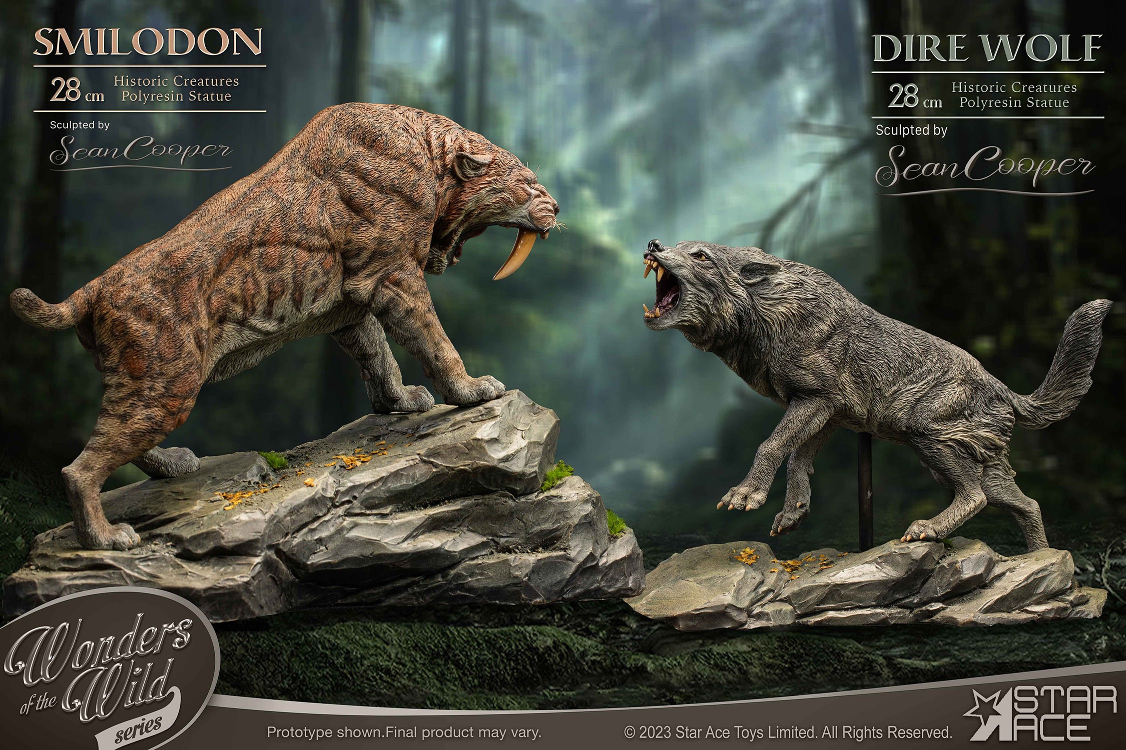 Pre-Historic Creatures Smilodon & Dire Wolf Twin Pack Set Statues  (Prototype Shown) View 9