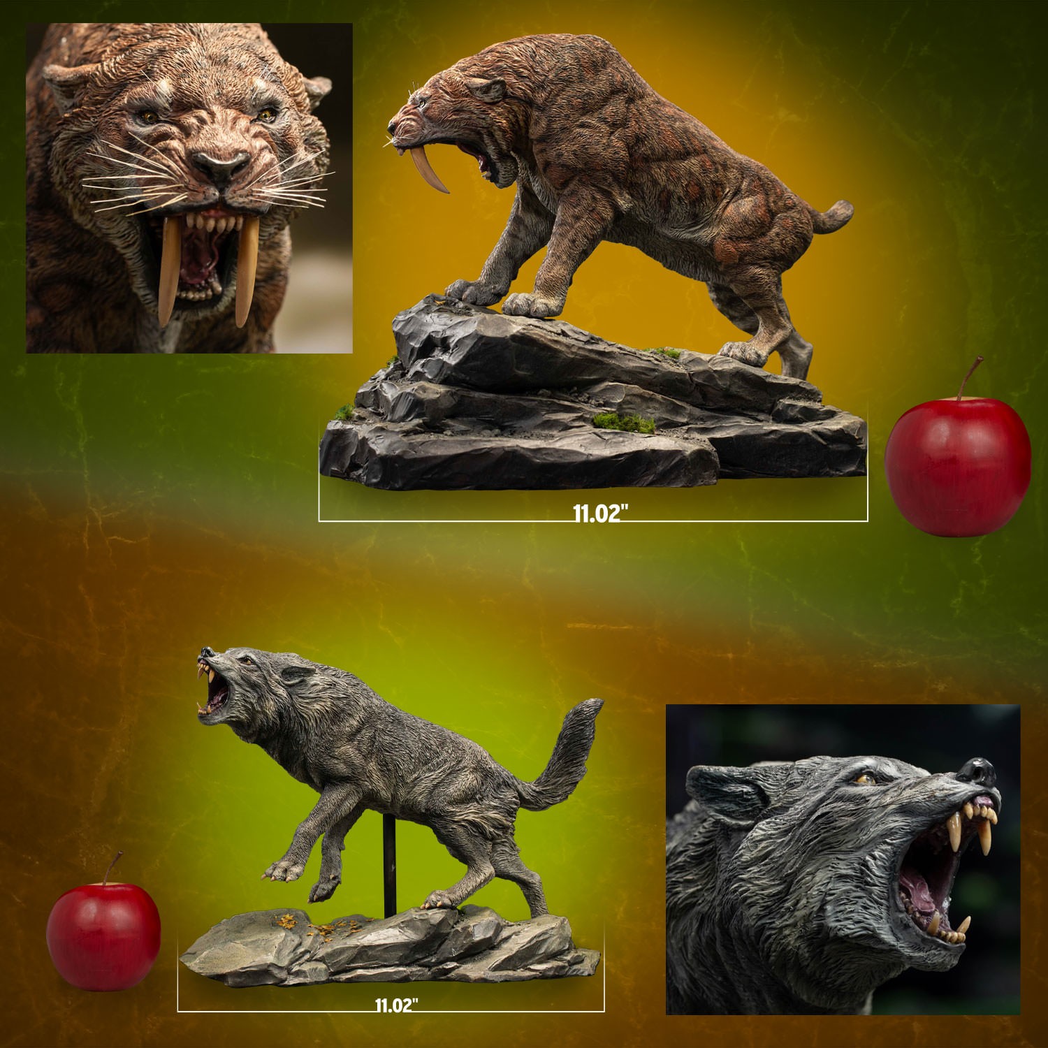 Pre-Historic Creatures Smilodon & Dire Wolf Twin Pack Set Statues  (Prototype Shown) View 2