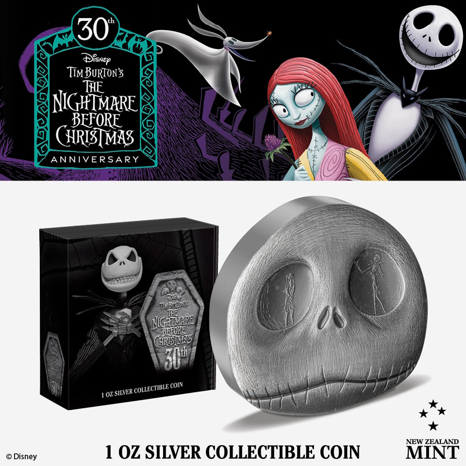 Disney The Nightmare Before Christmas 30th Anniversary 1oz Silver Coin Silver Collectible  View 1