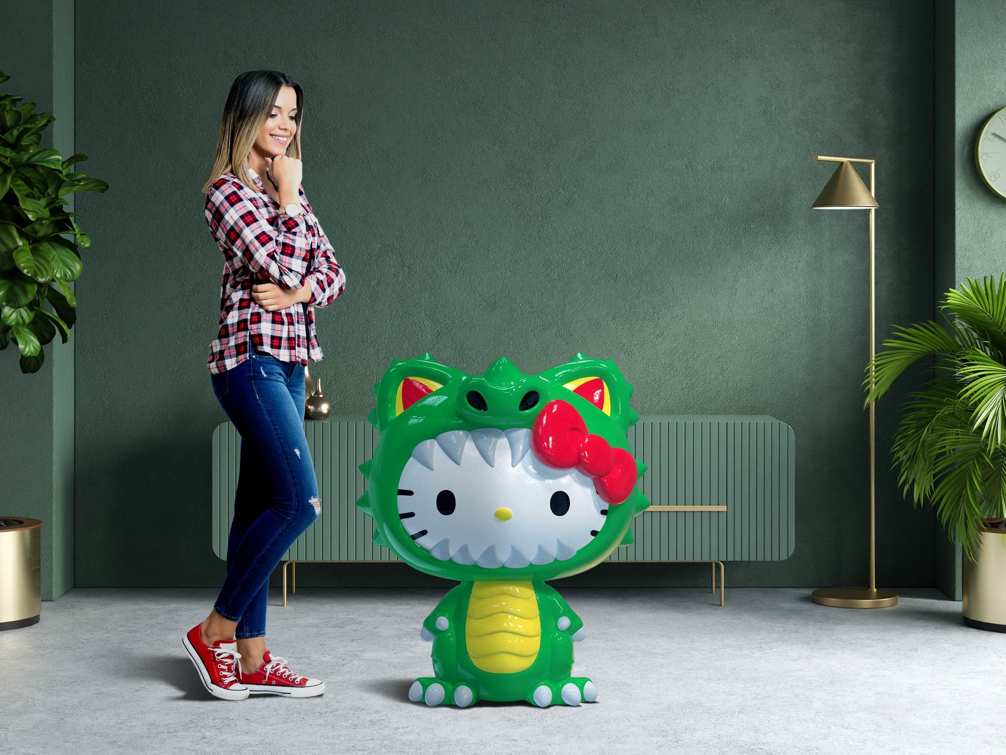 Giant Hello Kitty Green Kaiju Collectible Figure by Kidrobot