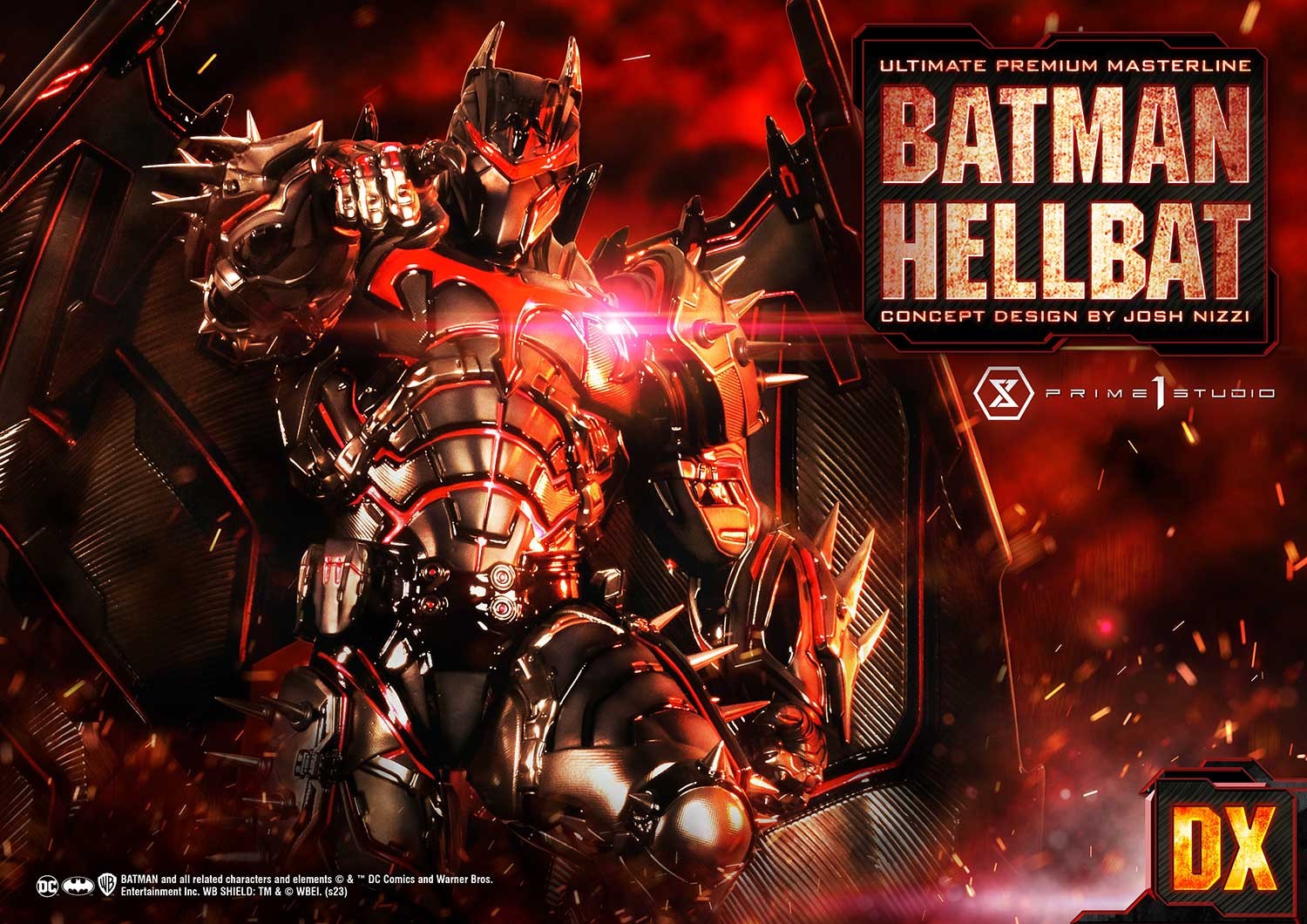 batman-hellbat-lateral-armadura Batman Hellbat versão deluxe, vista lateral com detalhes da armadura