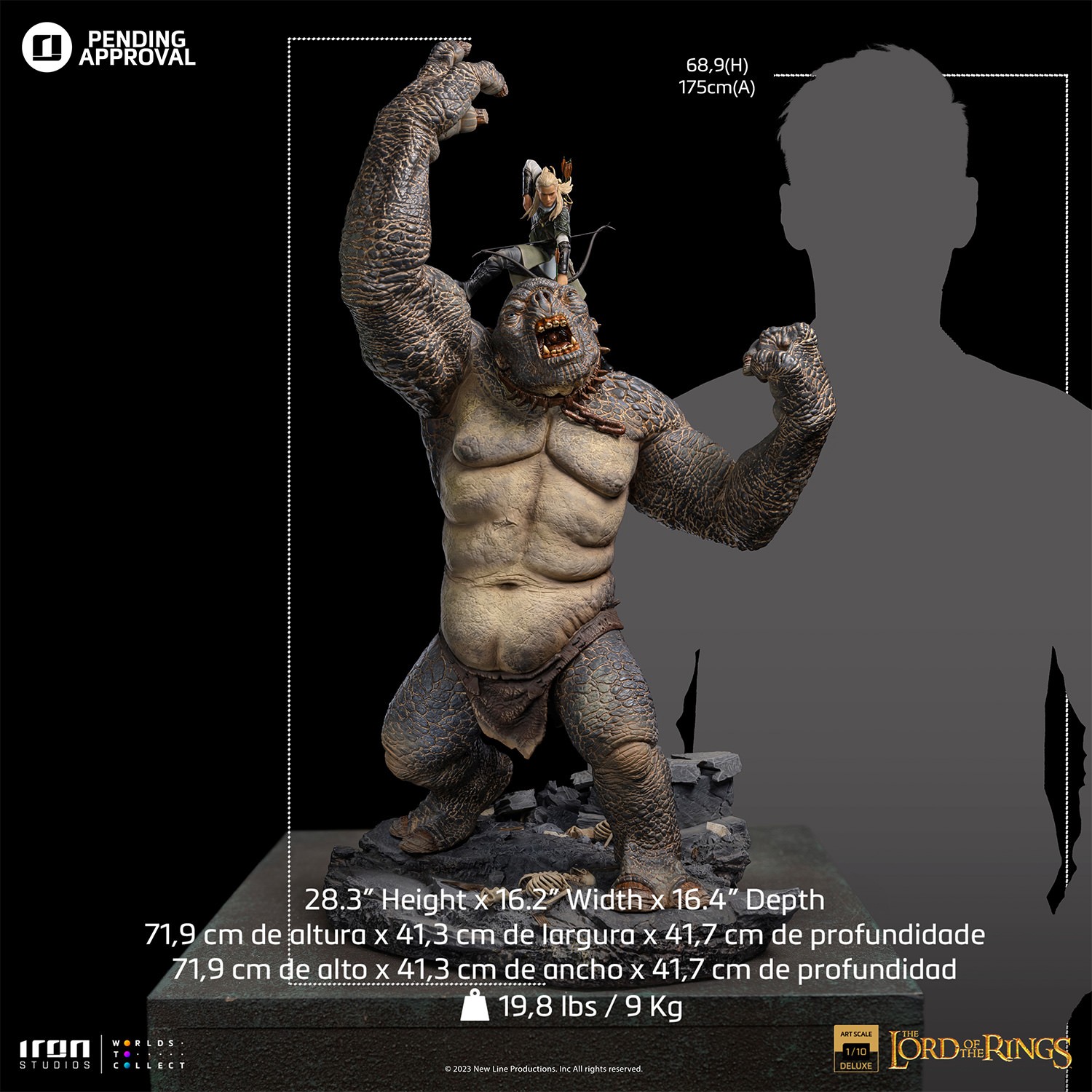 The Lord of the Rings Cave Troll & Legolas 1:10 Scale Statue  (Prototype Shown) View 5