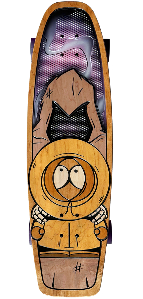 Death Finds Kenny - Carved Out Skateboard Deck by Bear Walker