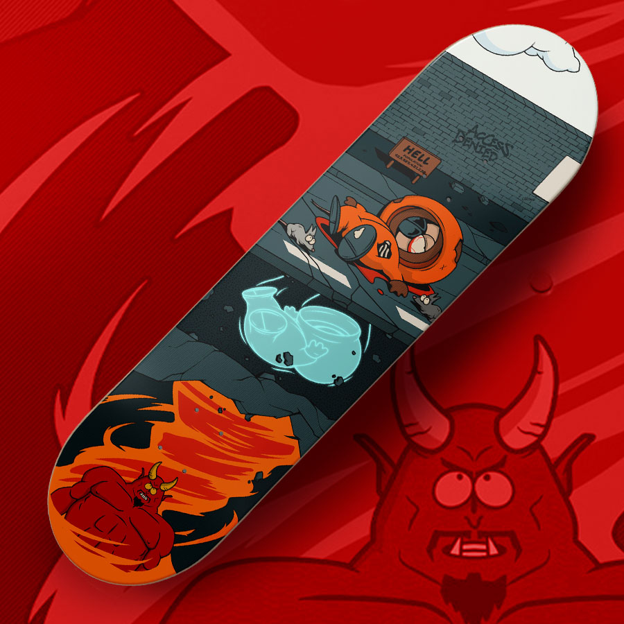 South Park Kenny Goes to Hell Skateboard Deck  (Prototype Shown) View 1