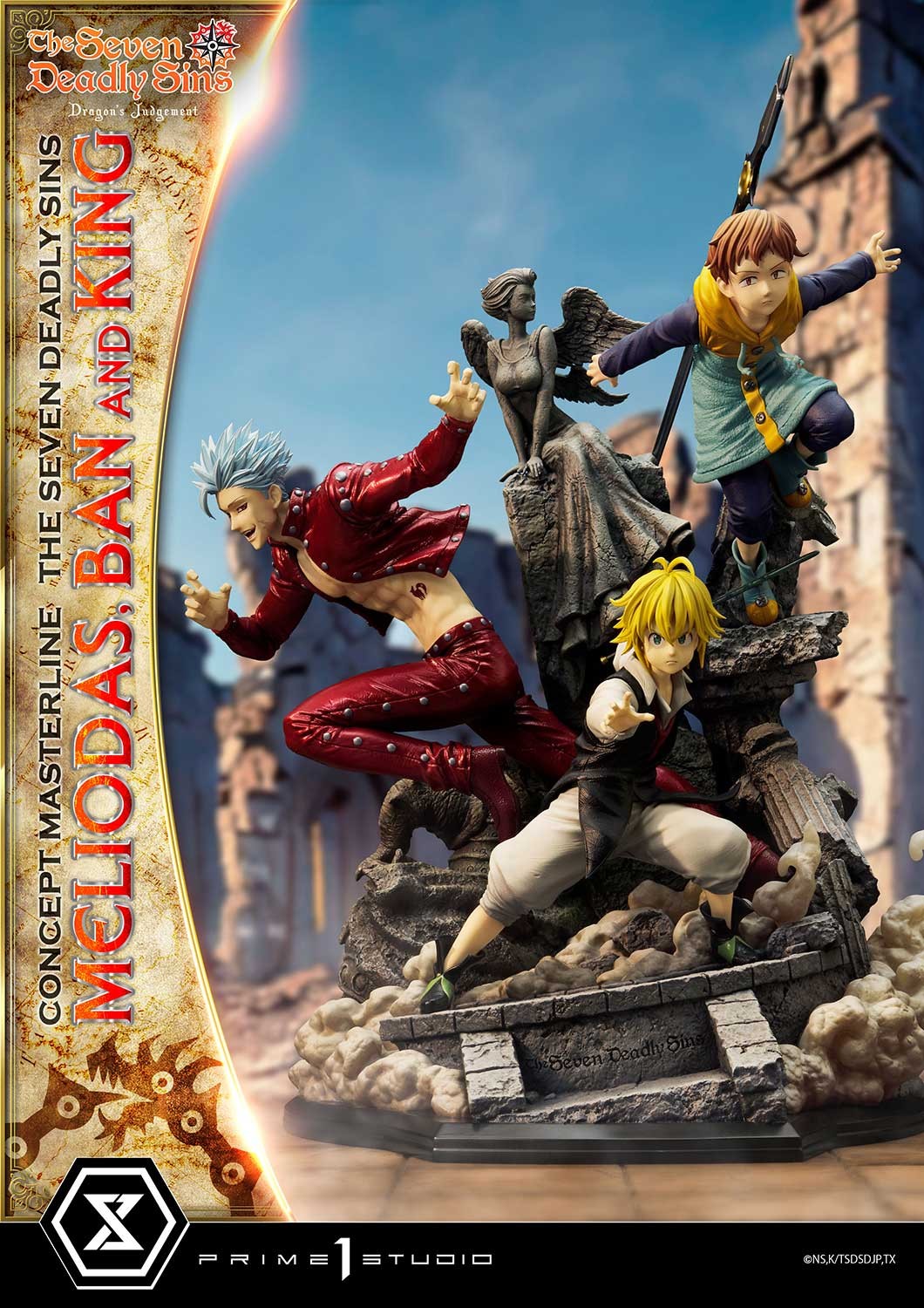The Seven Deadly Sins Meliodas, Ban, and King Statues  View 6