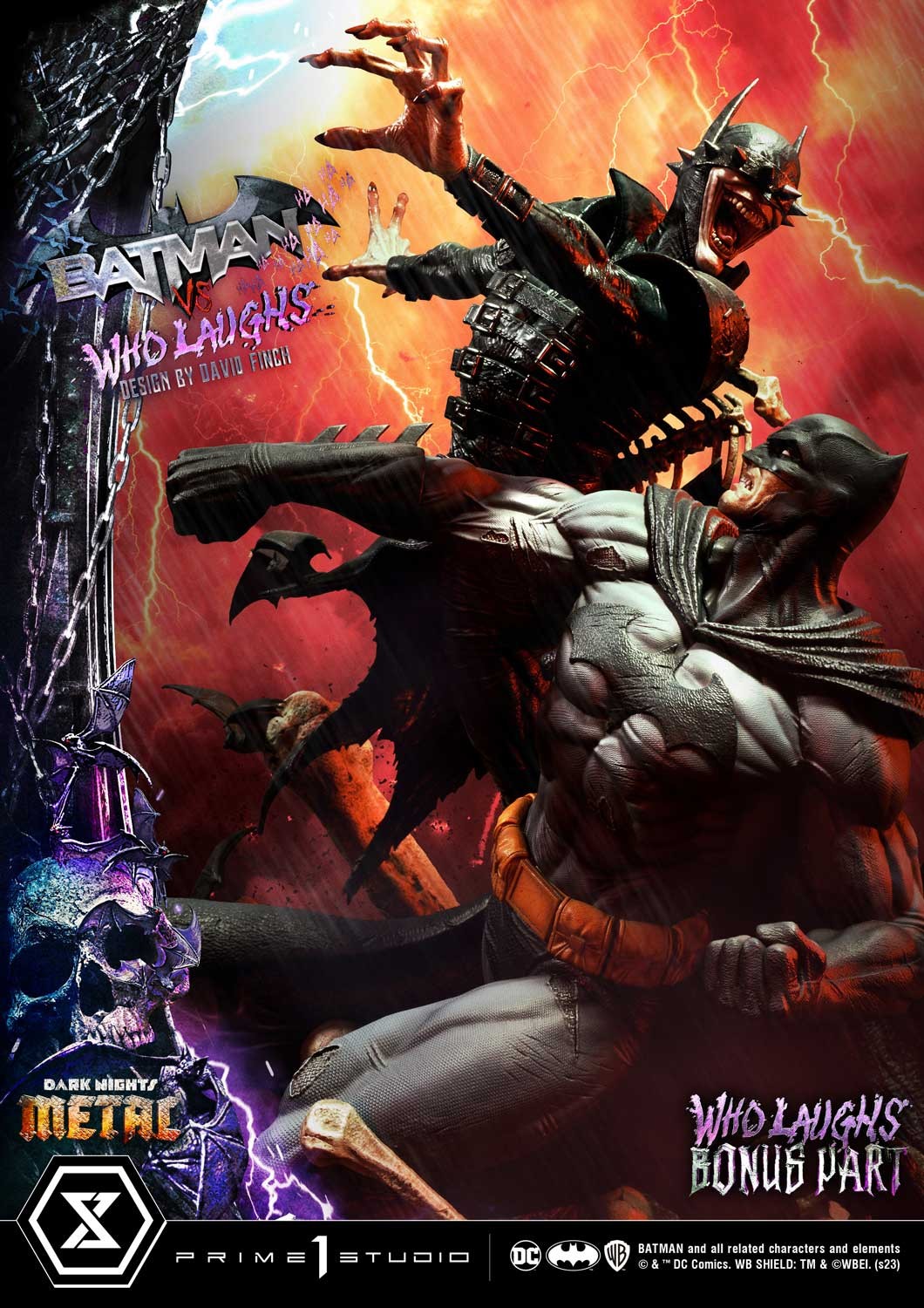 DC Comics Batman vs Batman Who Laughs (Deluxe Bonus Version) Quarter Scale Statue  (Prototype Shown) View 1