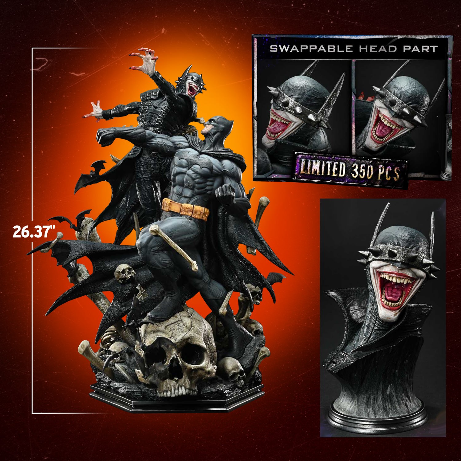 DC Comics Batman vs Batman Who Laughs (Deluxe Bonus Version) Quarter Scale Statue  (Prototype Shown) View 2
