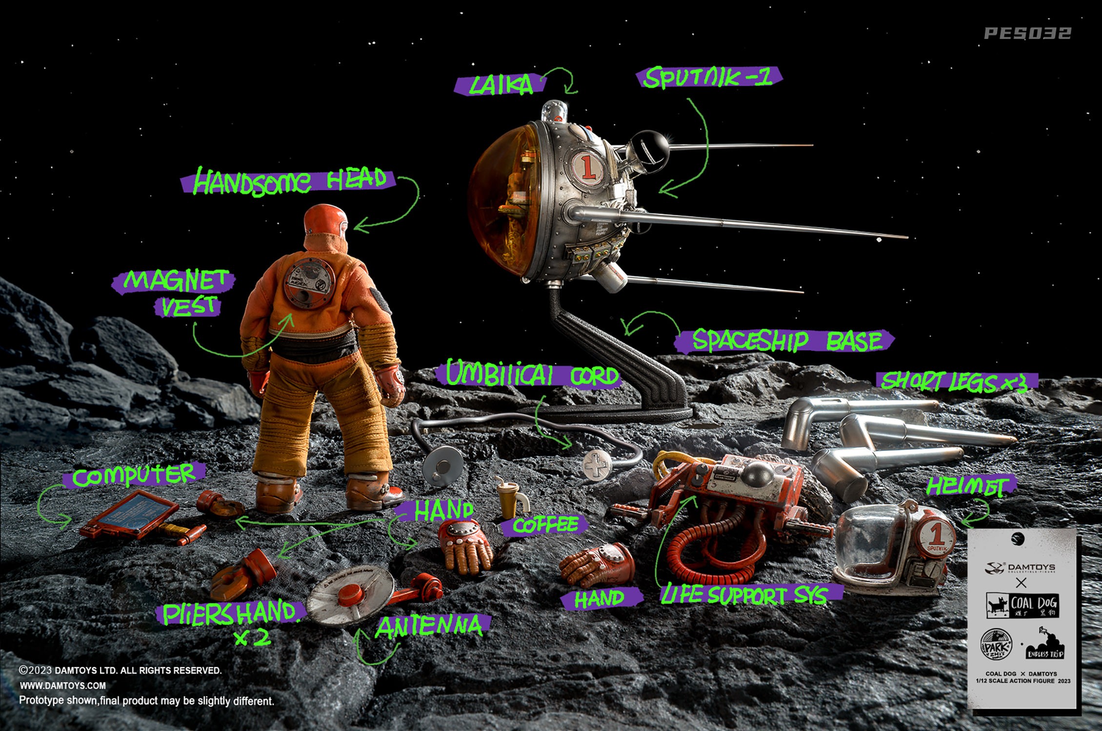Coal Dog Astronaut and Sputnik 1 Action Figure  (Prototype Shown) View 16