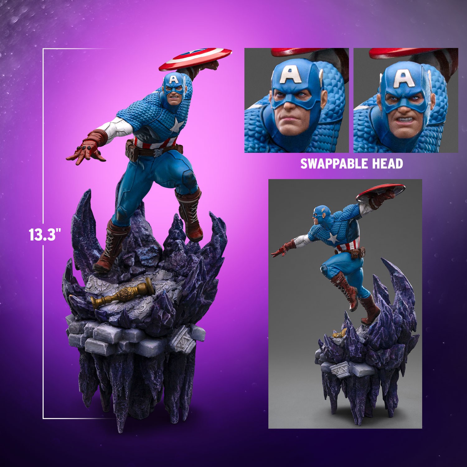 Statue Captain America Sideshow – Allied Charge On Hydra, 1/4 Premium Format, Occasion