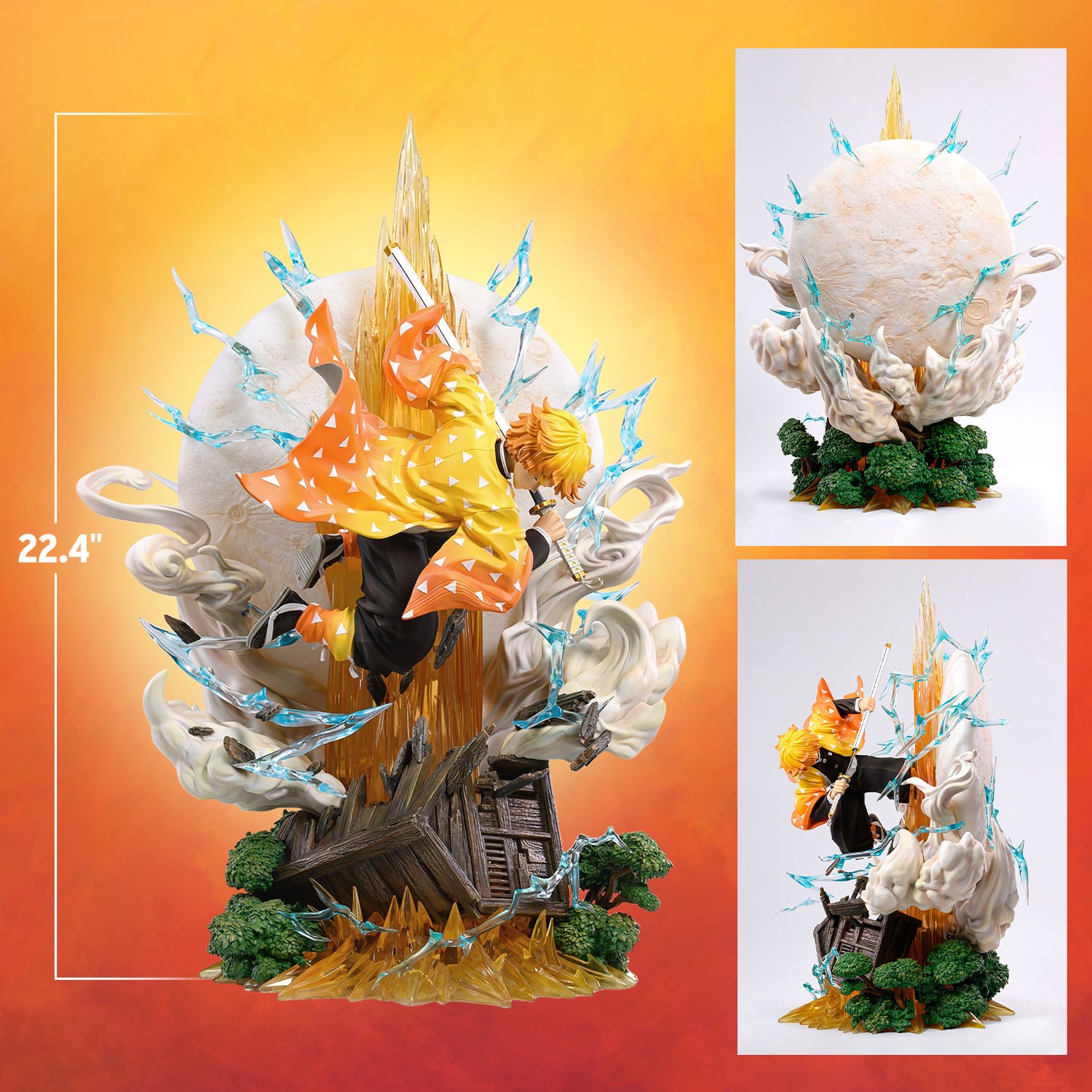 Demon Slayer Zenitsu Agatsuma: Thunder Breathing First Form Thunderclap and Flash Statues  (Prototype Shown) View 2