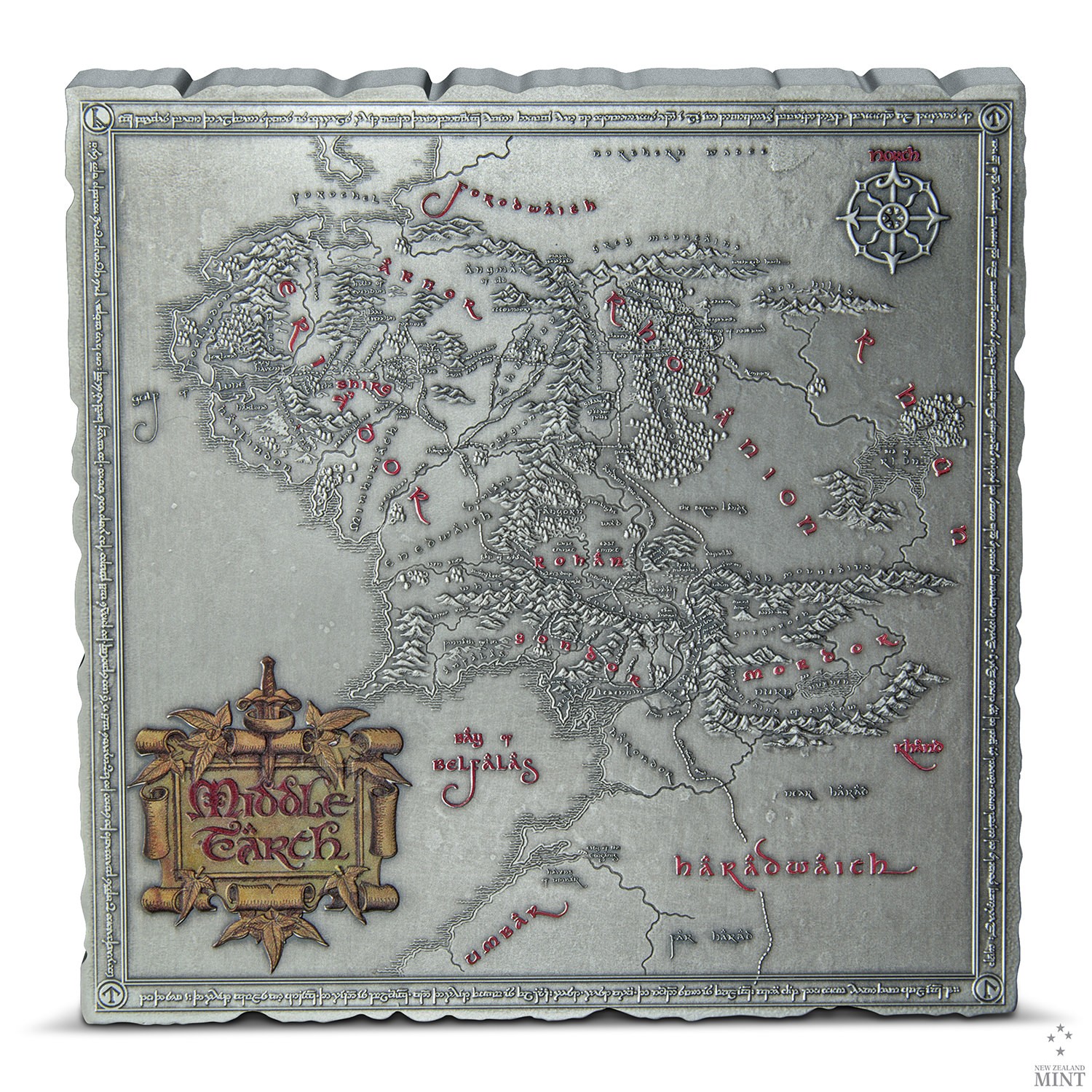 The Lord of the Rings Middle Earth Map 5oz Silver Coin Silver Collectible  (Prototype Shown) View 2