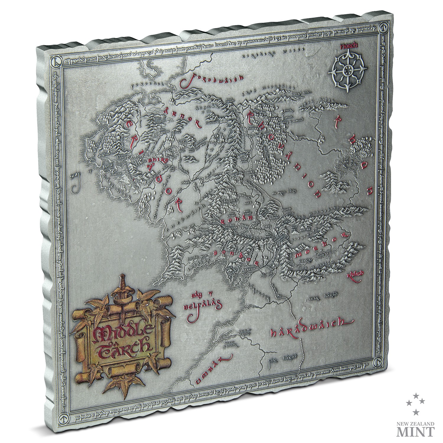 The Lord of the Rings Middle Earth Map 5oz Silver Coin Silver Collectible  (Prototype Shown) View 4