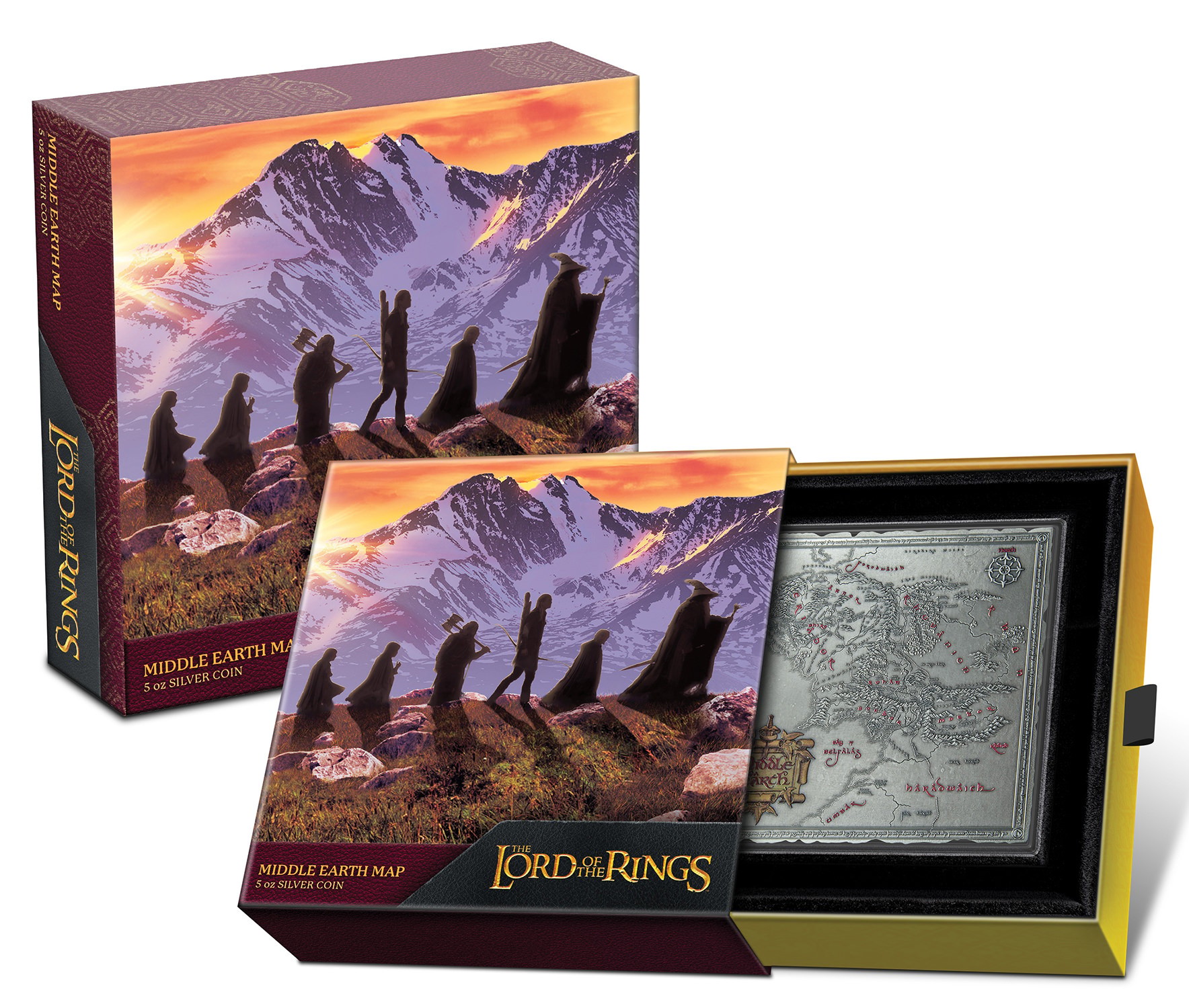 The Lord of the Rings Middle Earth Map 5oz Silver Coin Silver Collectible  (Prototype Shown) View 5