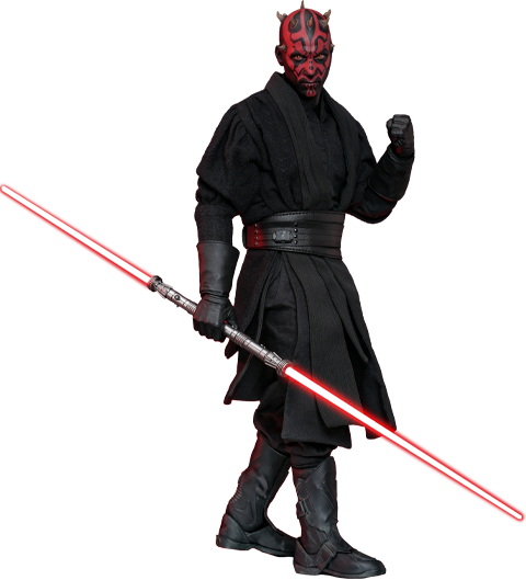 Full body shot of Darth Maul (Special Edition) holding a dual lightsaber in his right hand by his side, left fist clenched, and upper body twisted forward. (Prototype Shown) View 16