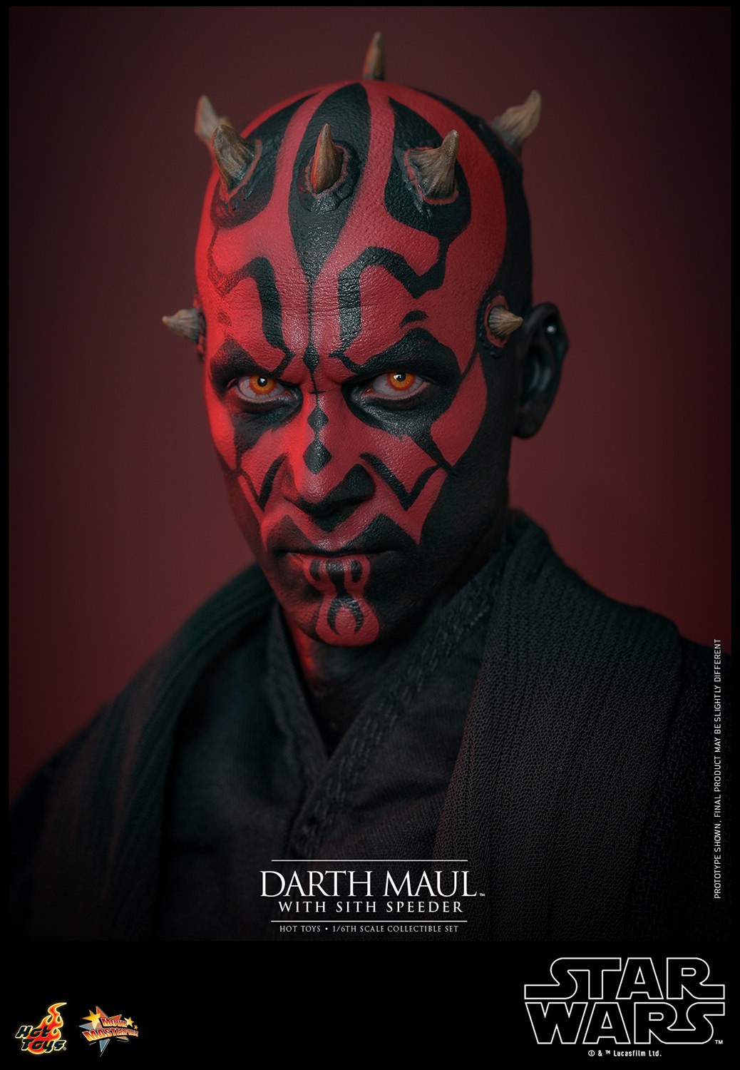 Face portrait of Darth Maul (Sith Speeder) showcasing his serious expression and red and black facial markings. Collector Edition (Prototype Shown) View 11