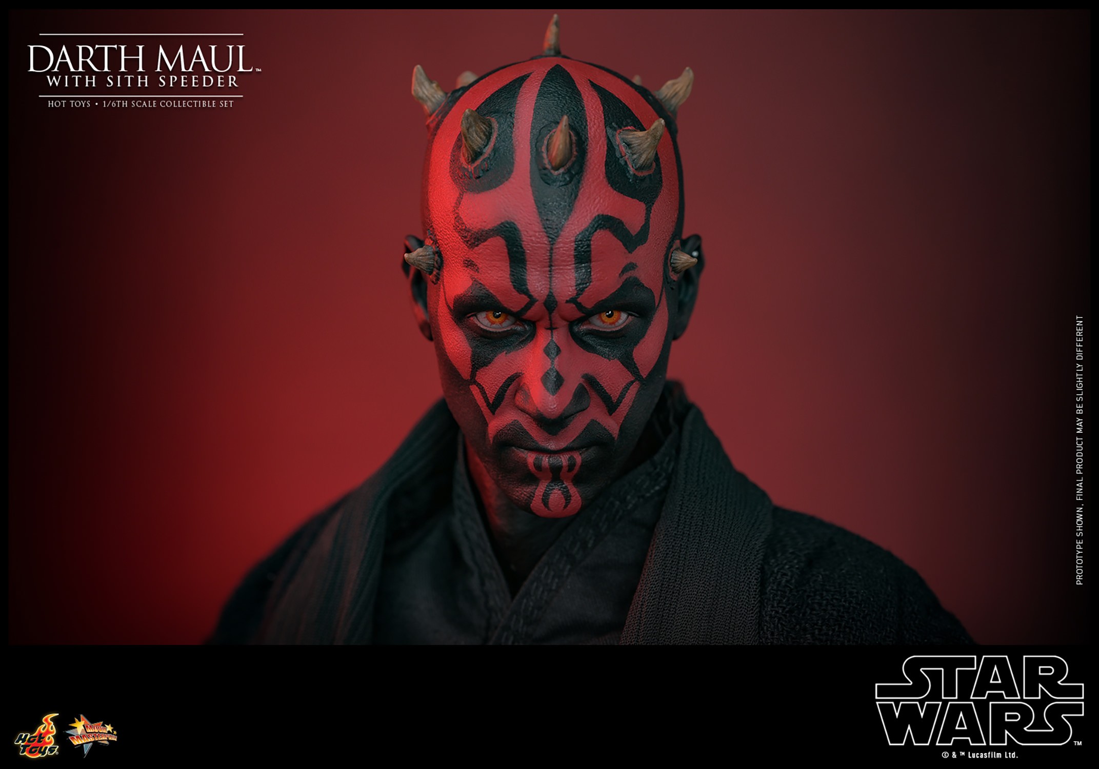 Face portrait of Darth Maul (Sith Speeder) showcasing his serious expression and red and black facial markings. Collector Edition (Prototype Shown) View 12