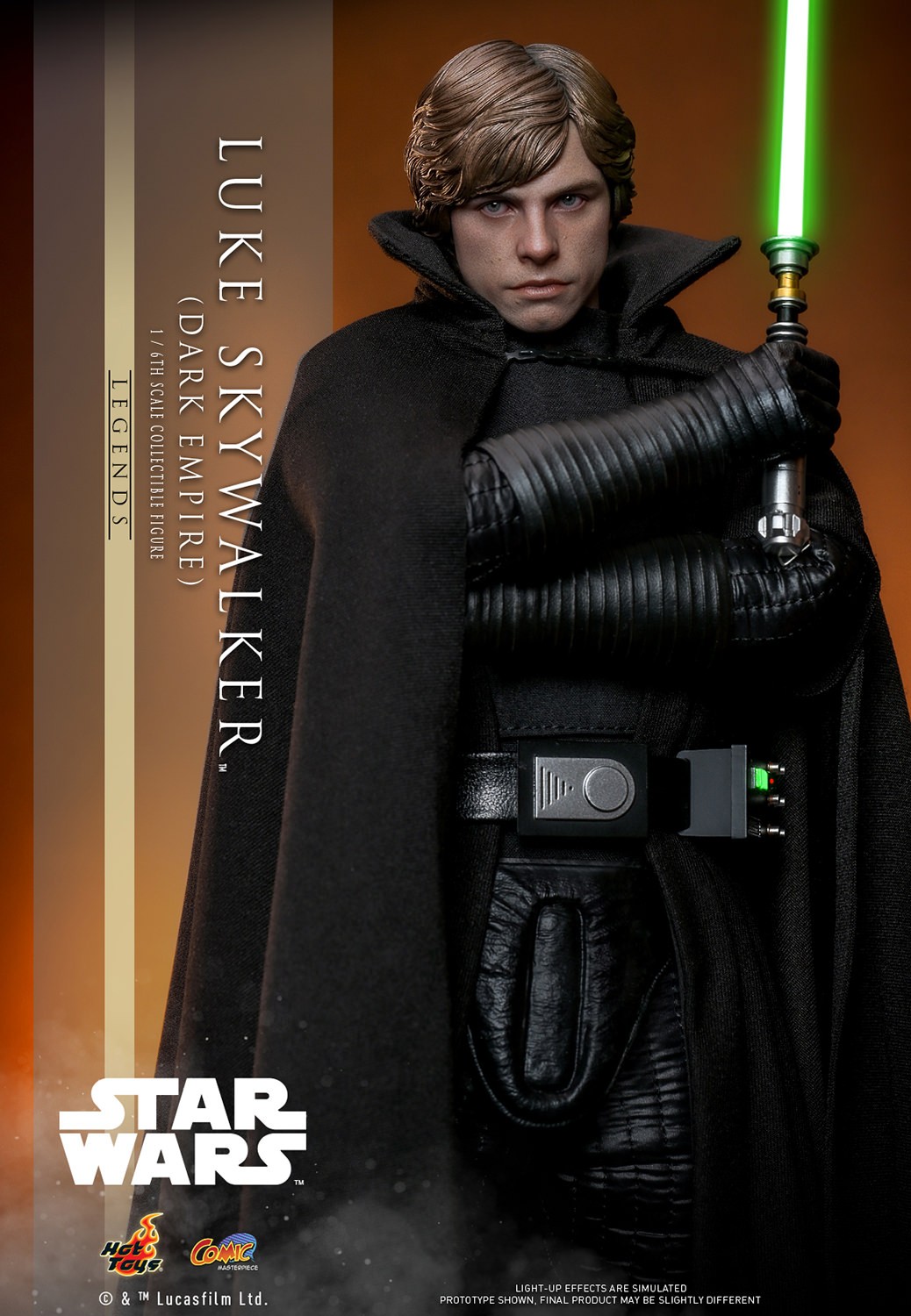 Half-body shot of Luke Skywalker™ (Dark Empire) with arms crossed, holding a lightsaber vertically in his right hand, showing a serious expression. (Prototype Shown) View 9