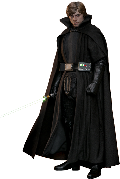 Full-body shot of Luke Skywalker™ (Dark Empire) wearing a black cloak, holding a green lightsaber. (Prototype Shown) View 17