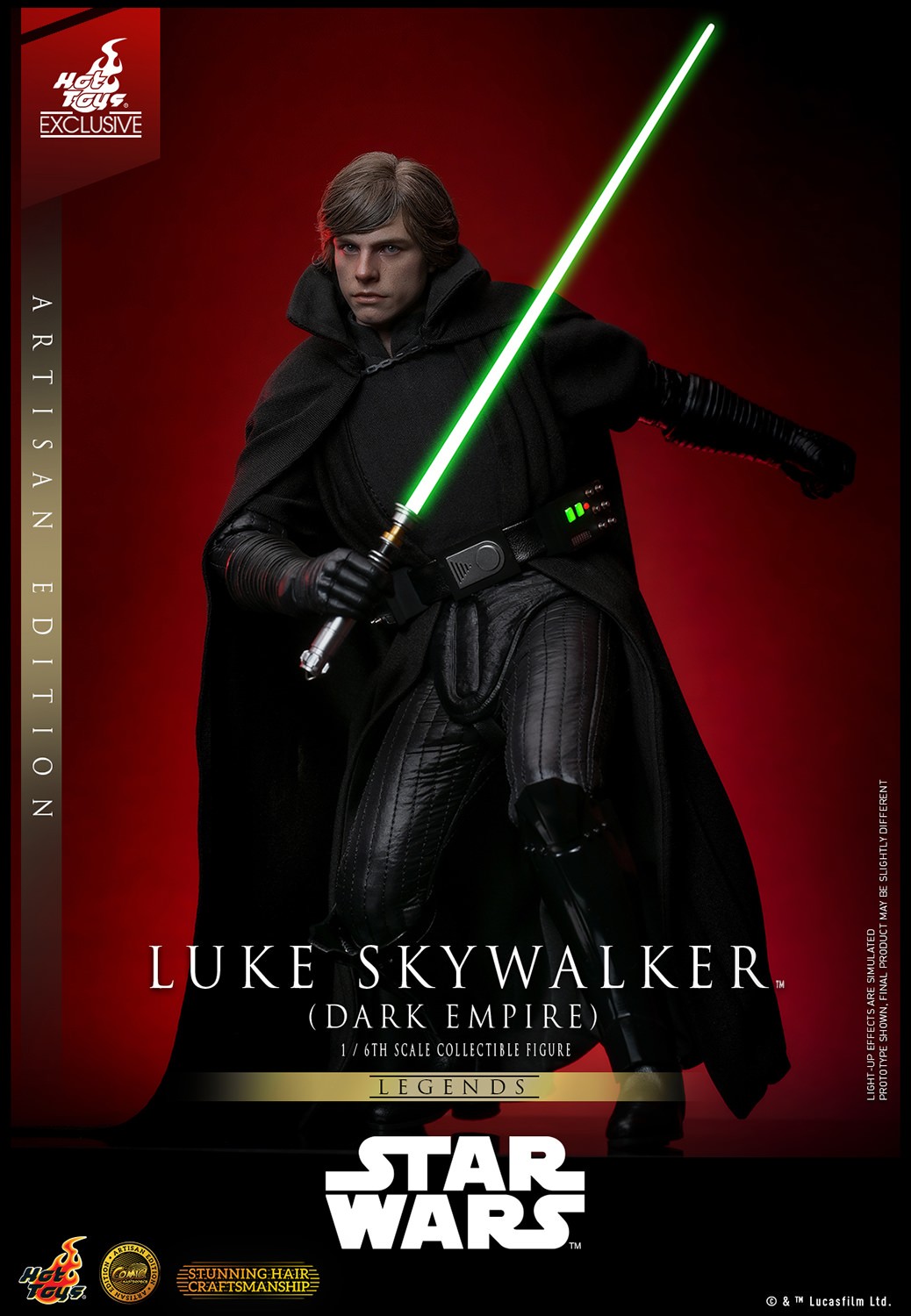 Half-body shot of Luke Skywalker™ (Dark Empire) slightly crouching, holding his green lightsaber in front with a focused, serious expression. (Prototype Shown) View 14