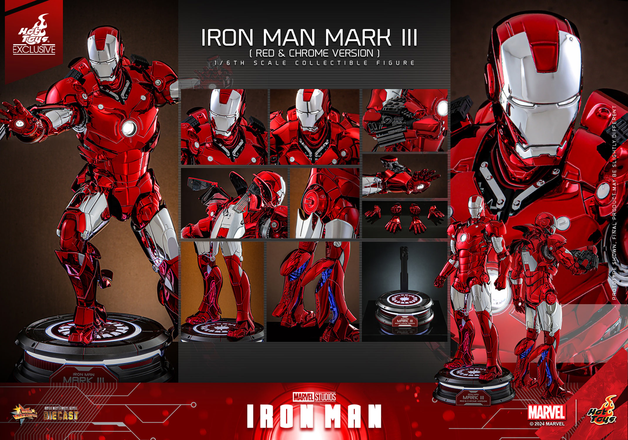 Marvel Iron Man Mark III (Red & Chrome Version) Sixth Scale Figure  (Prototype Shown) View 17