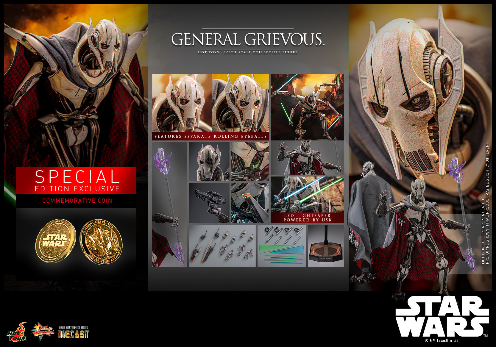 Star Wars General Grievous™ (Special Edition) Sixth Scale Figure  (Prototype Shown) View 9