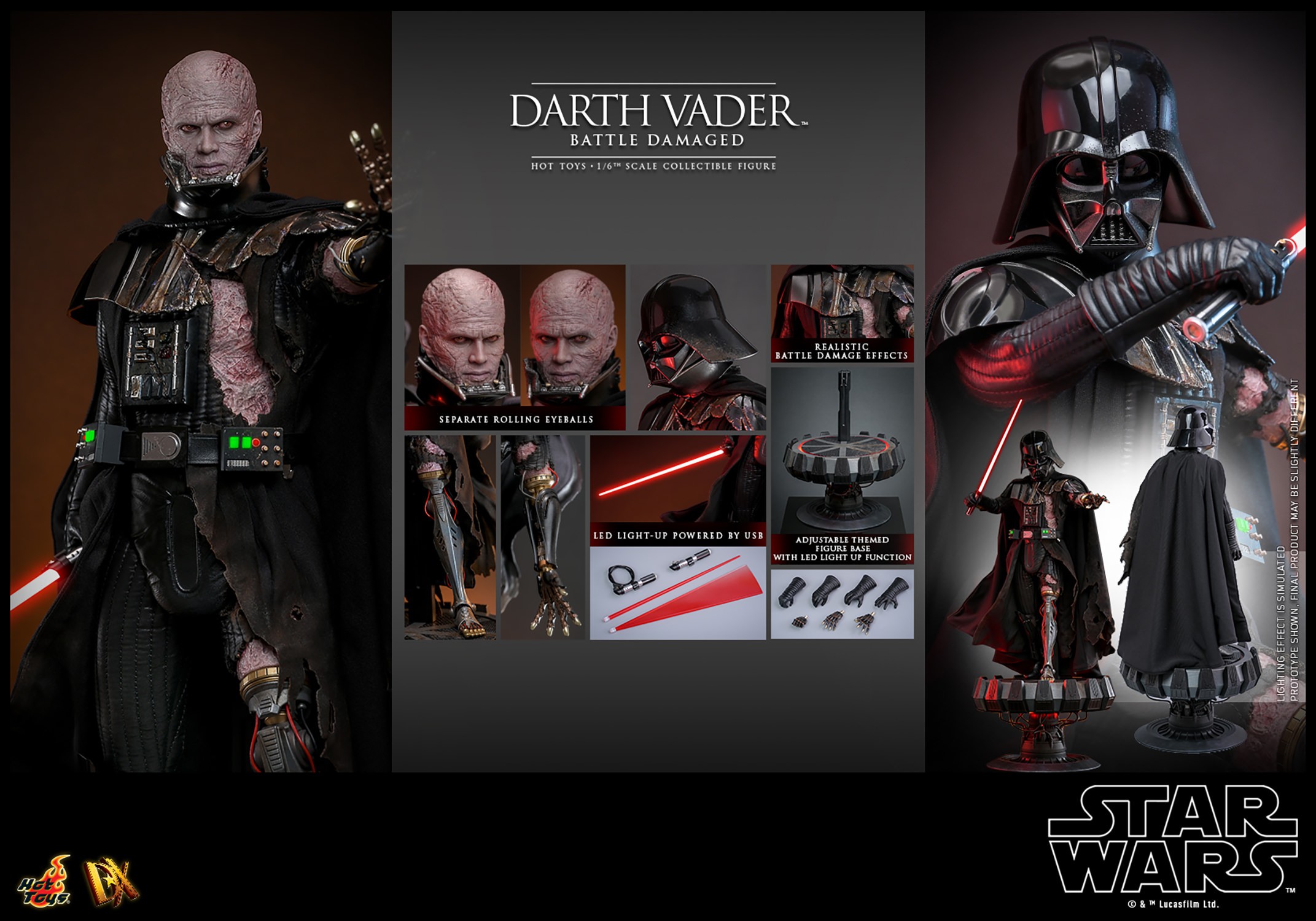 Darth Vader (Battle Damaged) Sixth Scale Figure by Hot Toys