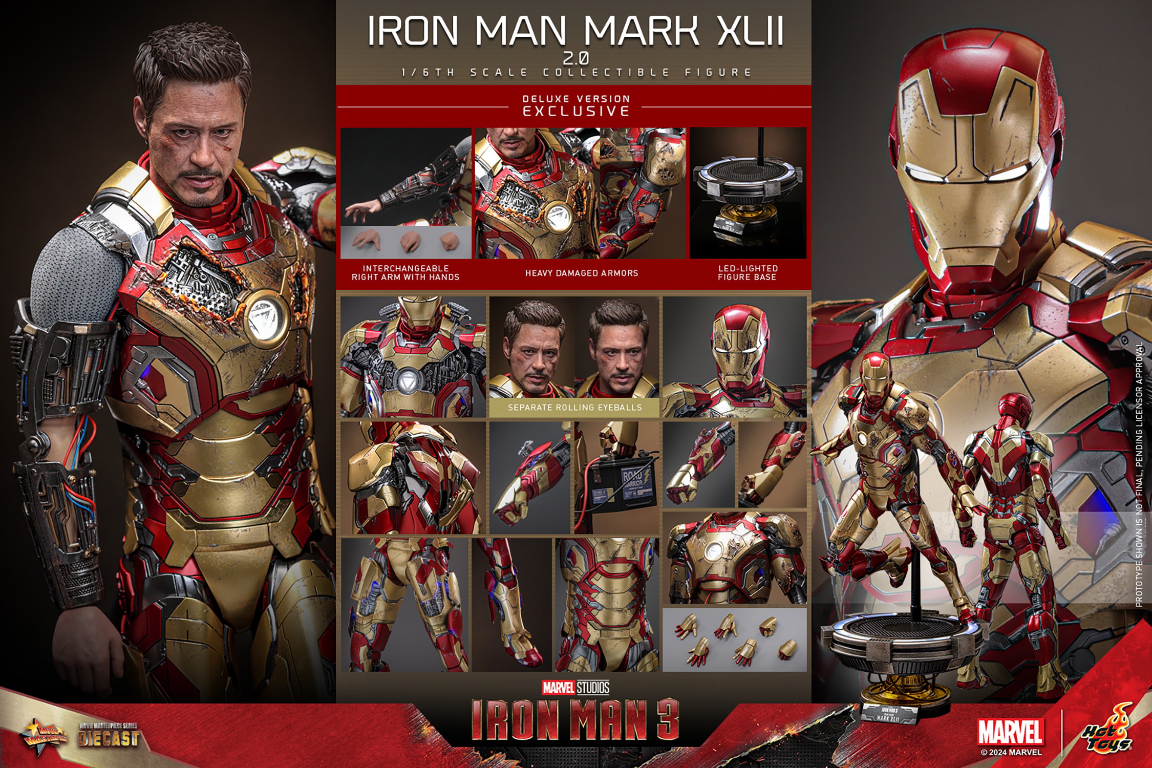 Marvel Iron Man Mark XLII (2.0) Deluxe Sixth Scale Figure  (Prototype Shown) View 23