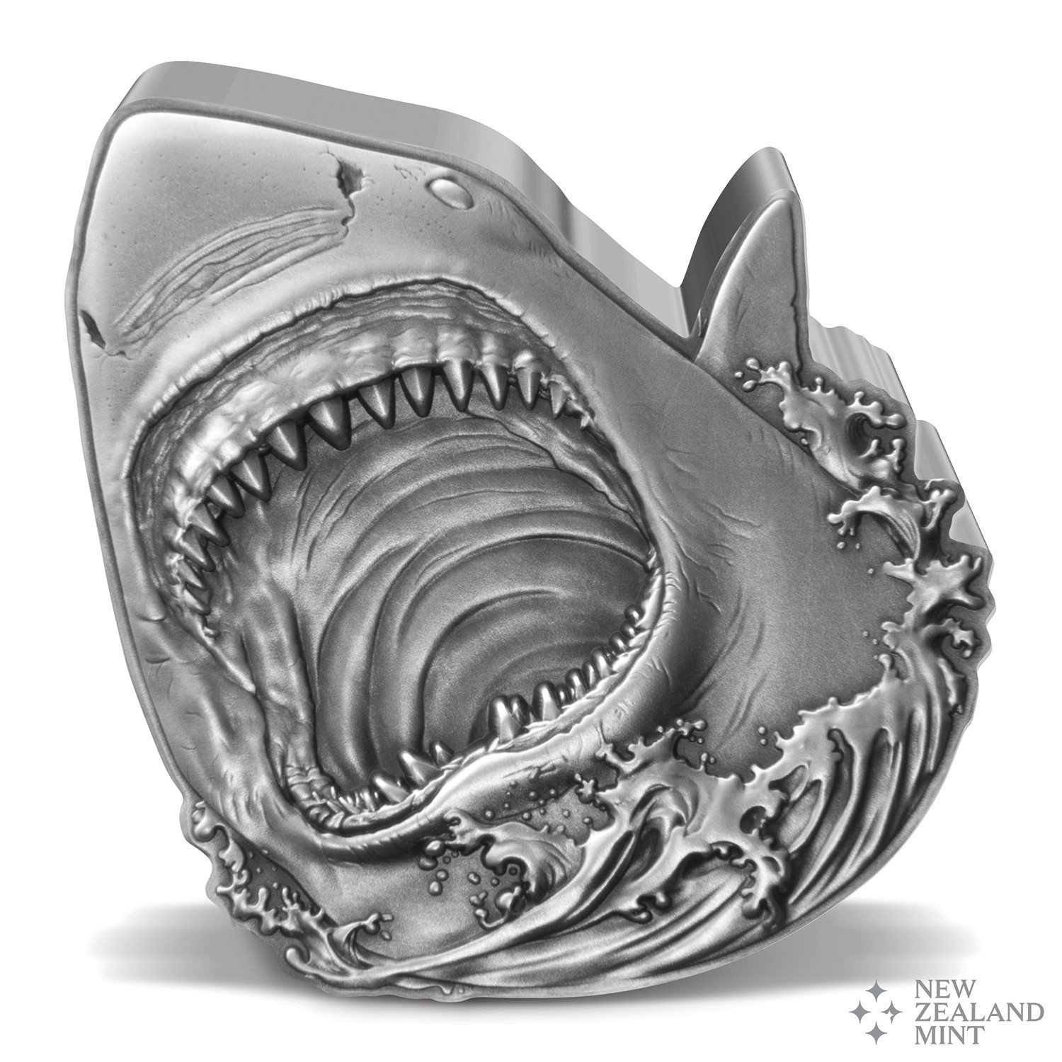 Shark Week Great White Shark 2oz Silver Coin Silver Collectible  (Prototype Shown) View 3