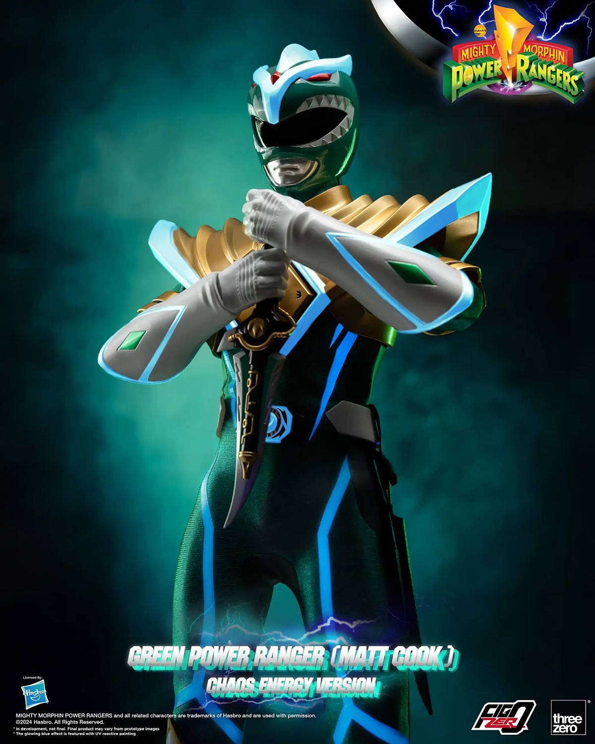 Mighty Morphin Power Rangers Green Power Ranger (Matt Cook) Chaos Energy Version Sixth Scale Figure  Collector Edition (Prototype Shown) View 3