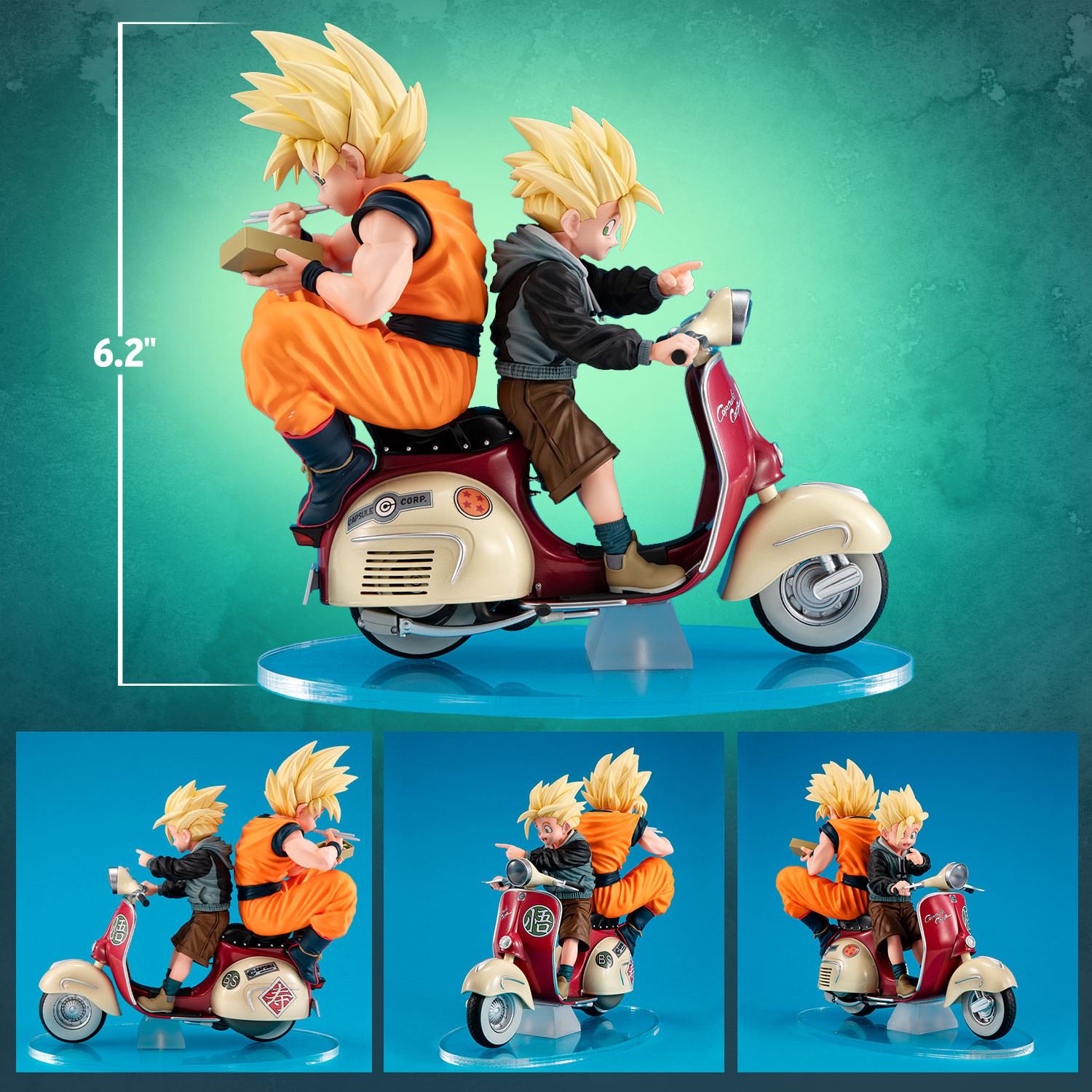Dragon Ball Super Saiyan Son Goku & Super Saiyan Son Gohan on Motorbike Collectible Figure  (Prototype Shown) View 2